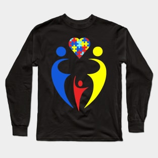 Autism Awarness Family Trio Heart Puzzle Long Sleeve T-Shirt